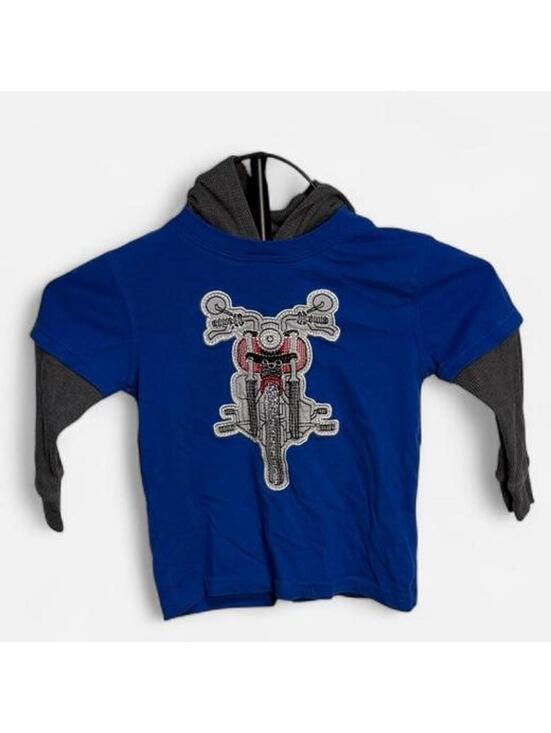 Garanimals Other - Garanimals Toddler 3T‎ Layered Hoodie Blue Grey Motorcycle Shirt